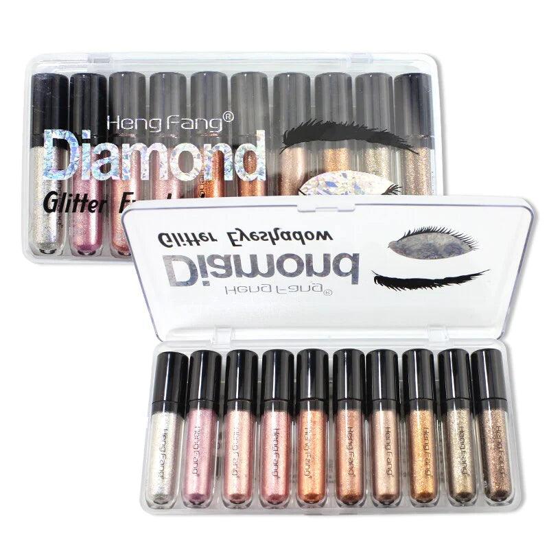 Heng Fang Diamond Glitter Liquid Eyeshadow - 10Pcs