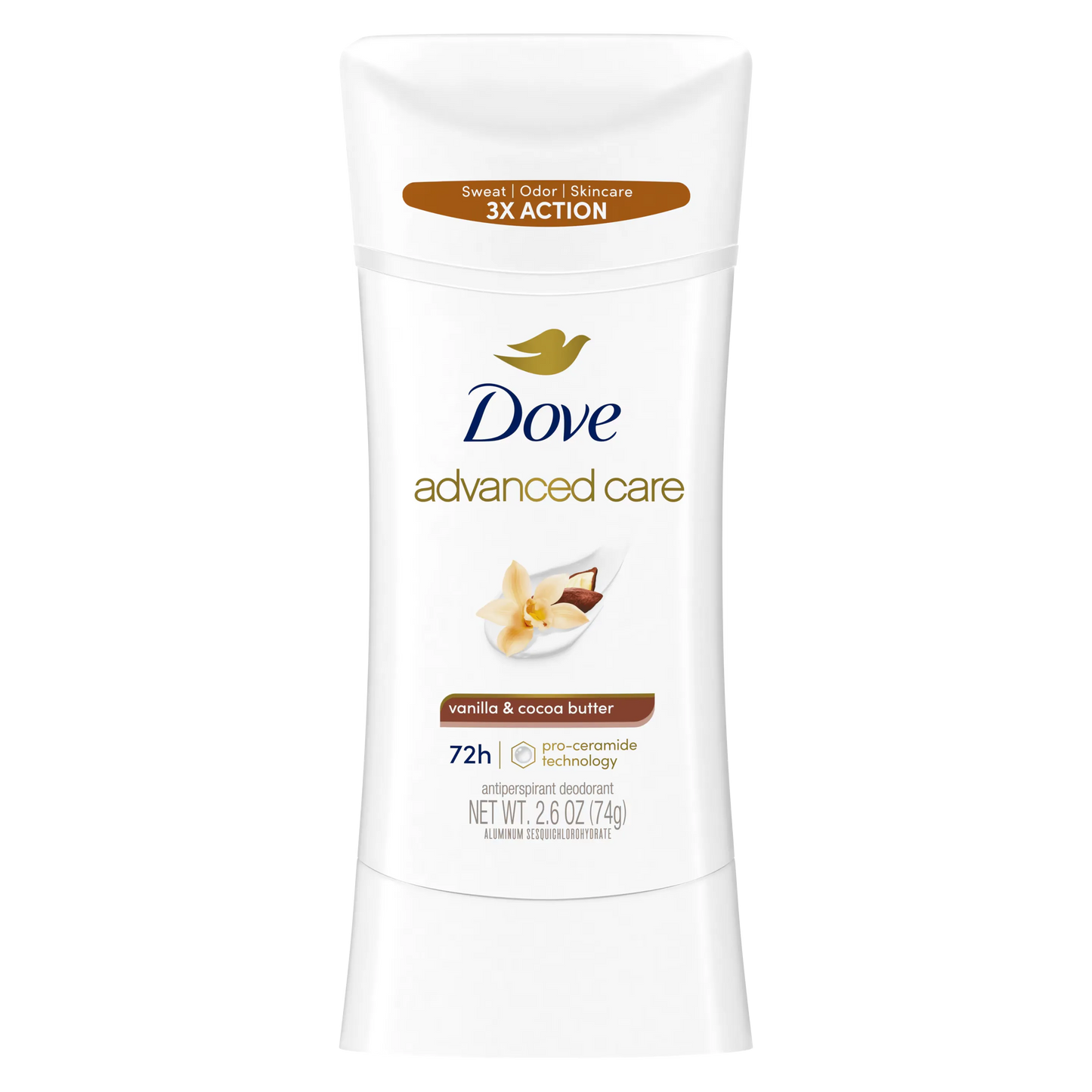 Dove Advanced Care Vanilla & Cocoa Butter Antiperspirant Deodorant Stick 74g