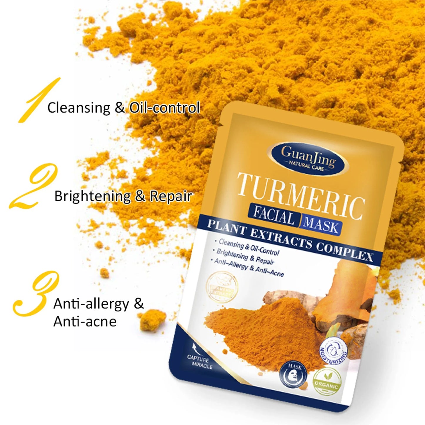Guanjing Turmeric Plant Extracts Complex brightening Facial Mask