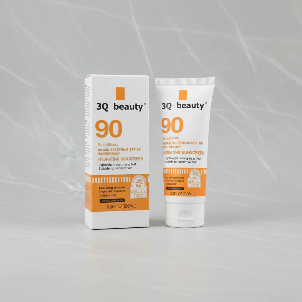 3Q Beauty  Face & Body Broad Spectrum SPF 90 Waterproof Hydrating Sunscreen - 100ml