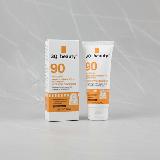 3Q Beauty  Face & Body Broad Spectrum SPF 90 Waterproof Hydrating Sunscreen - 100ml