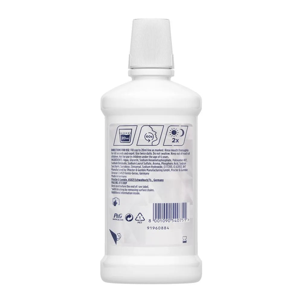 Oral-B 3D White Luxe 7 Perfection Clean Mint Mouthwash - 500ml