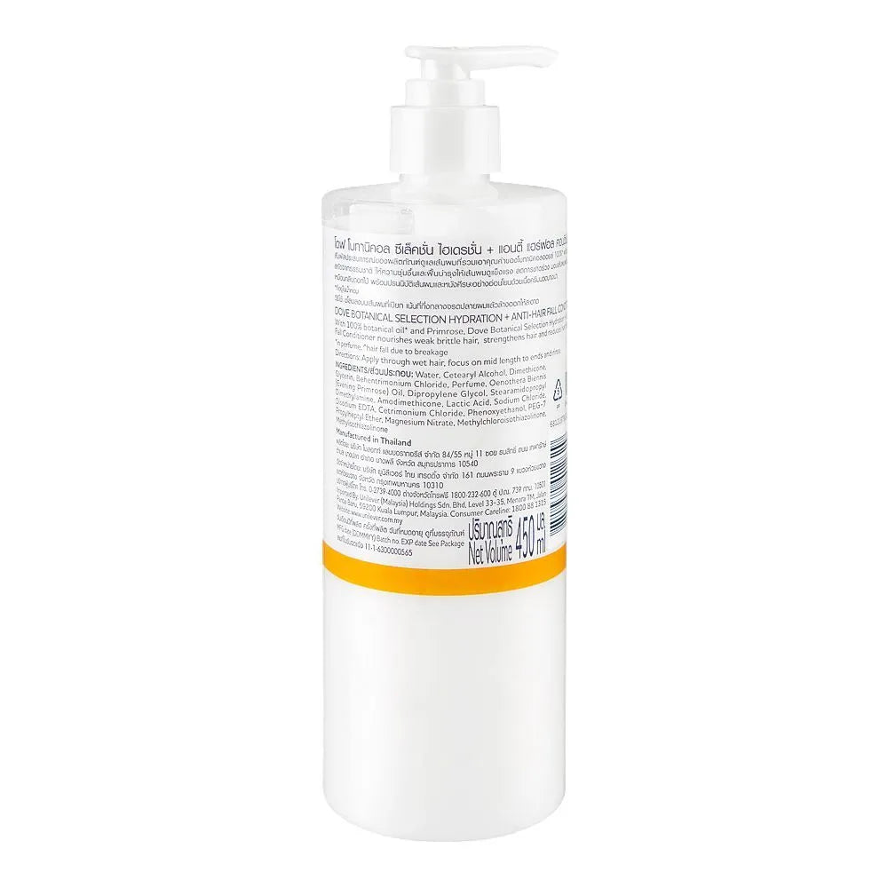 Dove Botanical Selection Hydration + Anti-Hair fall Conditioner, Paraben Free, For Brittle and Weak Hair - 450ml