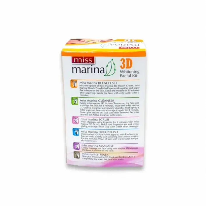 Miss Marina 6 Steps Complete 3D Whitening Facial Kit With Bleach