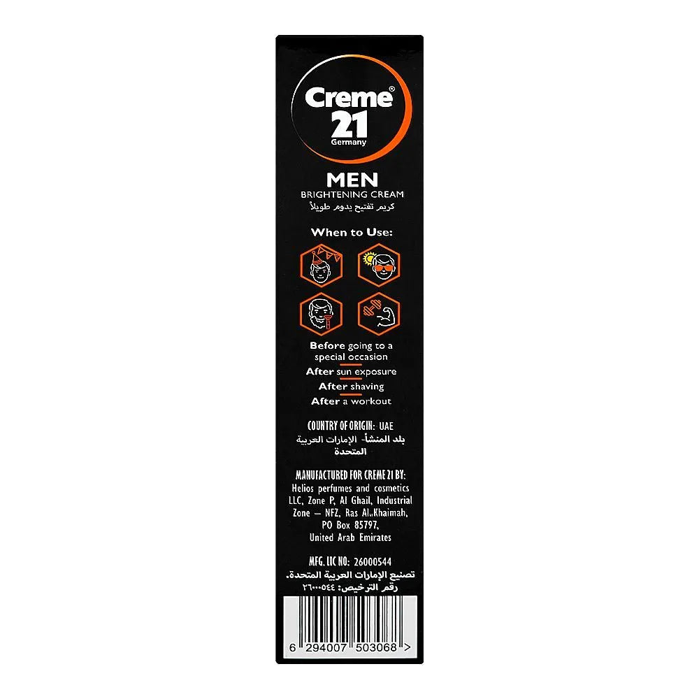 Creme 21 Men Brightening Cream with Vetiver - Niacinamide & Sun Protection - 100g
