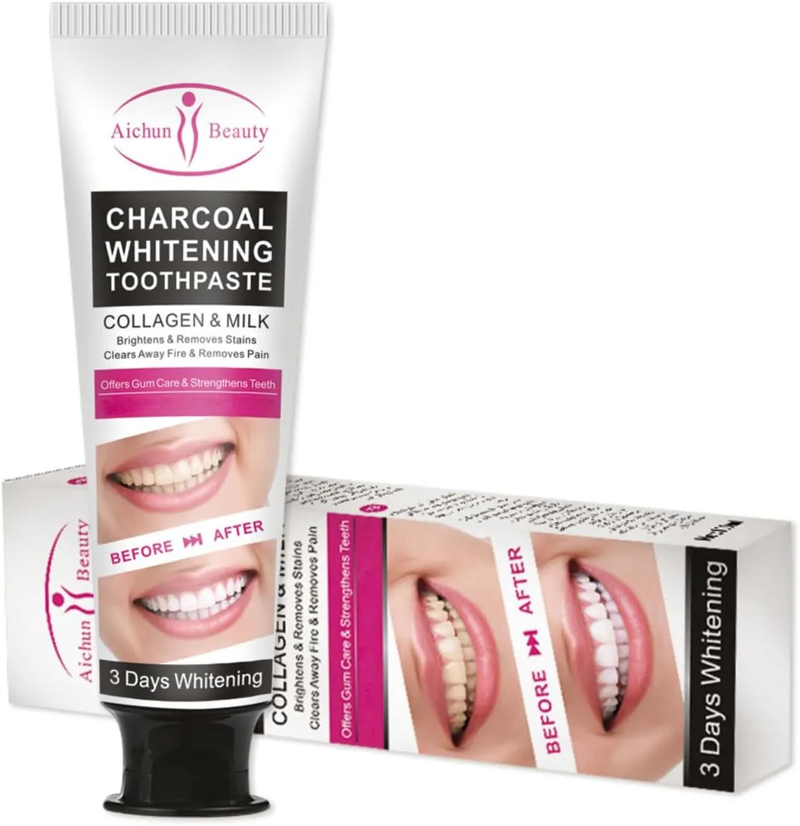 Aichun Beauty 3 Day Teeth Whitening Charcoal Toothpaste - 100ml