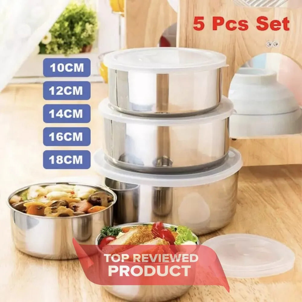 Stainless Steel Mixing Bowls Set with Airtight Lids 5 Piece
