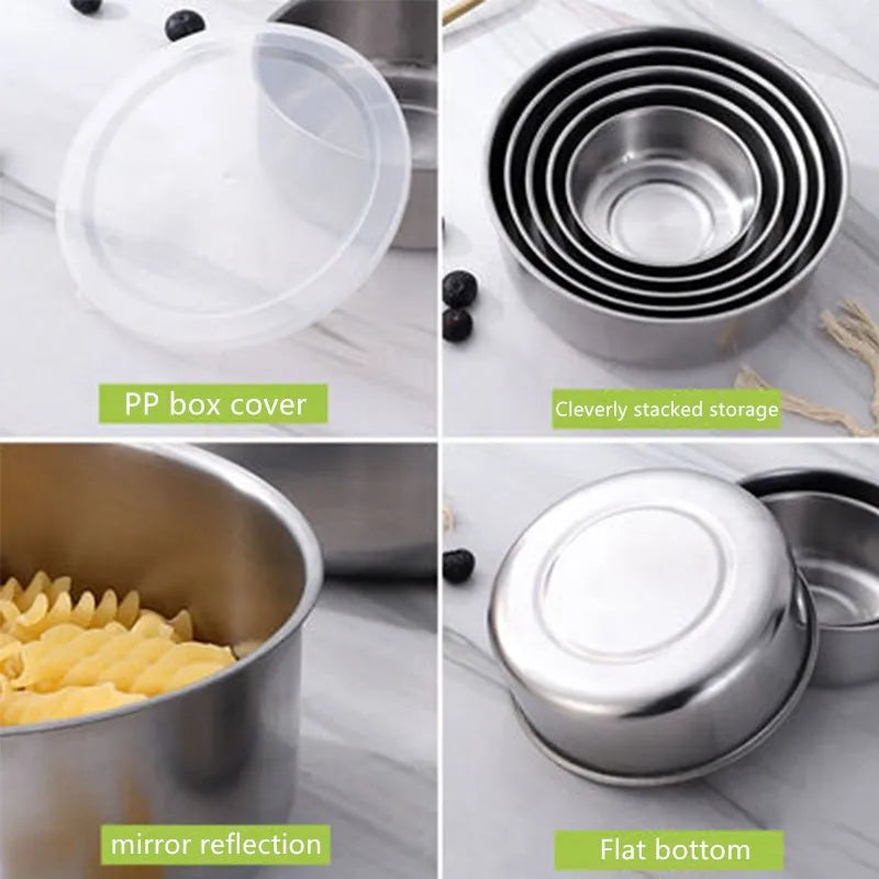 Stainless Steel Mixing Bowls Set with Airtight Lids 5 Piece