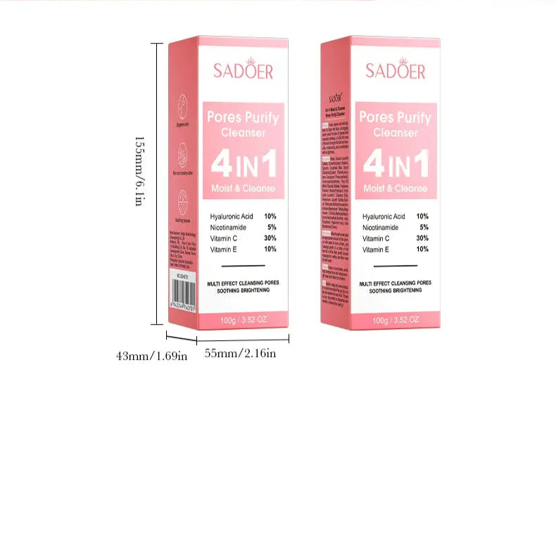 SADOER 4 IN 1 Whitening Brightening Facial Cleanser - 100ml