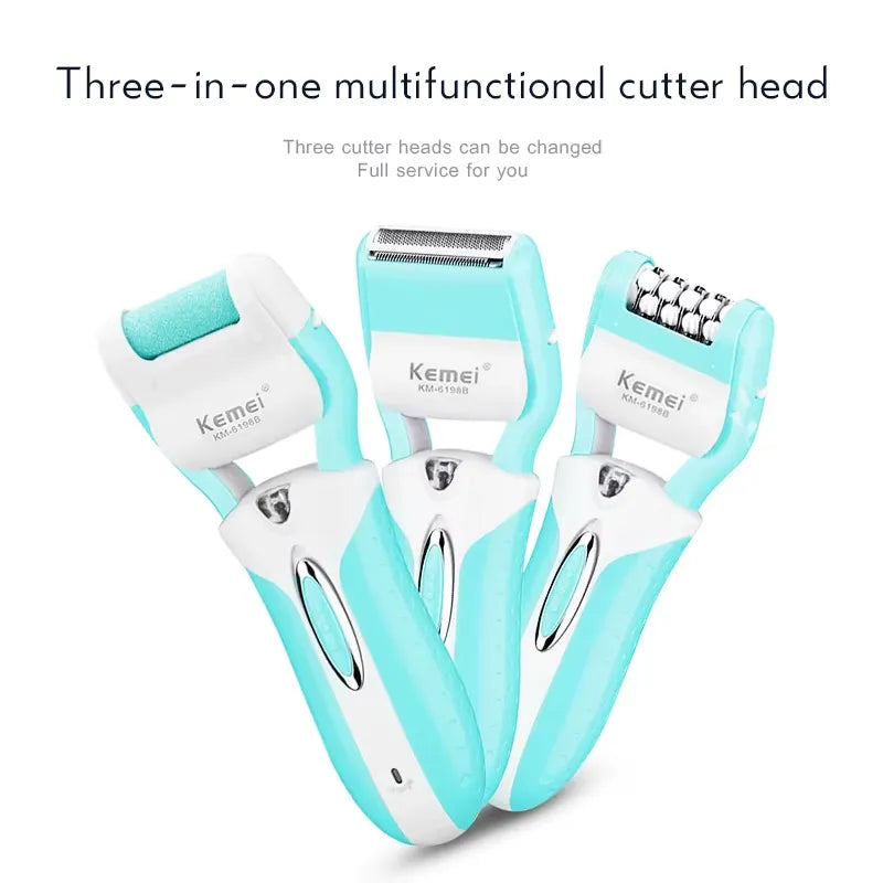 Kemei KM-6198B 3-in-1 rechargeable Electric Epilator