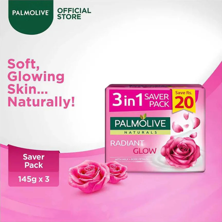 Palmolive Naturals Glow Soap, 3-In-One Pack - 3X145g