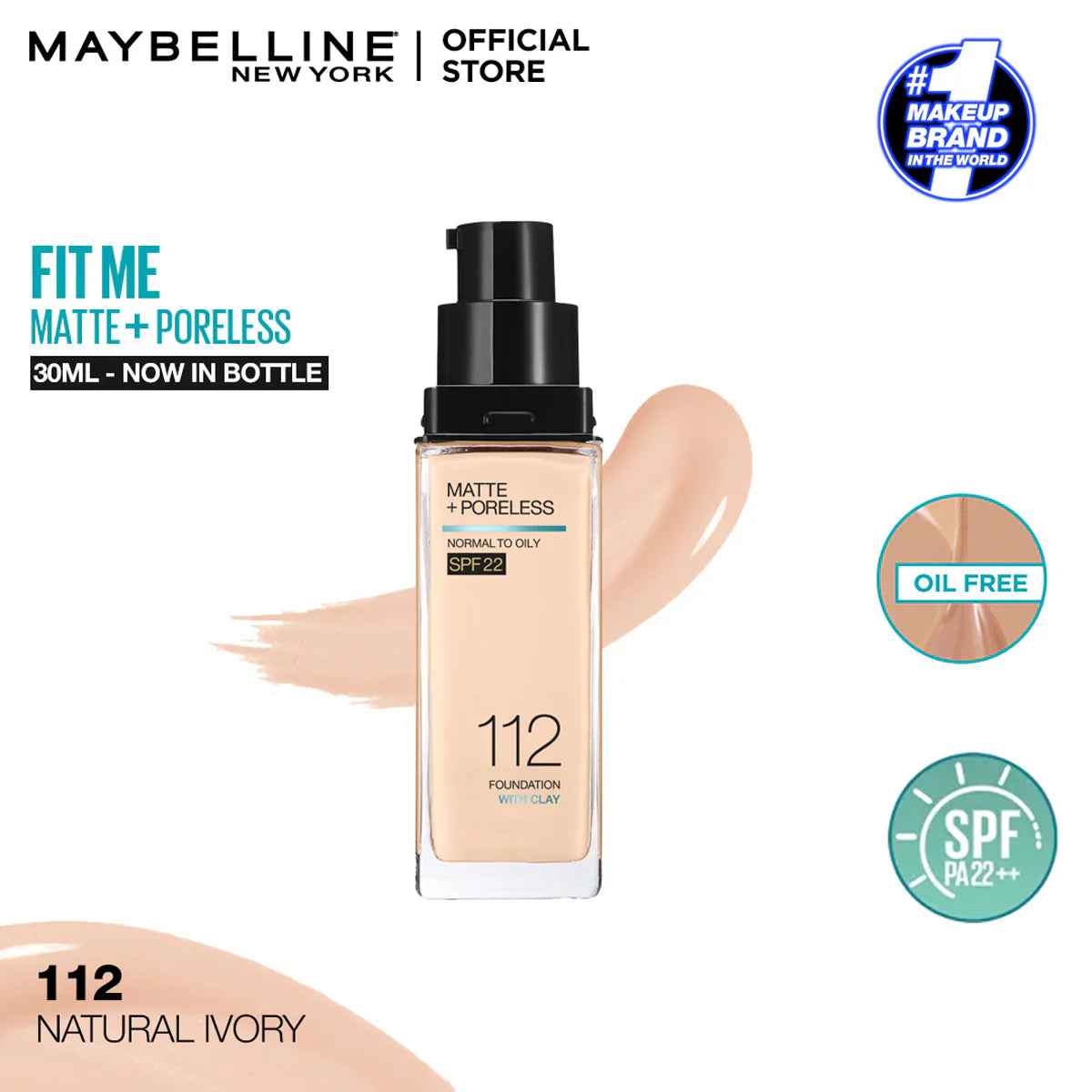 Original Maybelline New Fit Me Matte + Poreless Liquid Foundation Spf 22 30ml