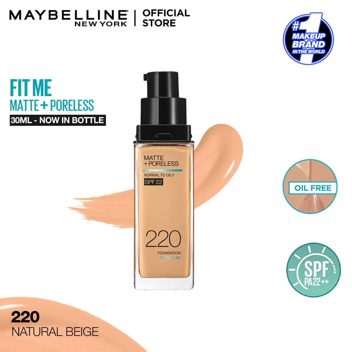 Original Maybelline New Fit Me Matte + Poreless Liquid Foundation Spf 22 30ml