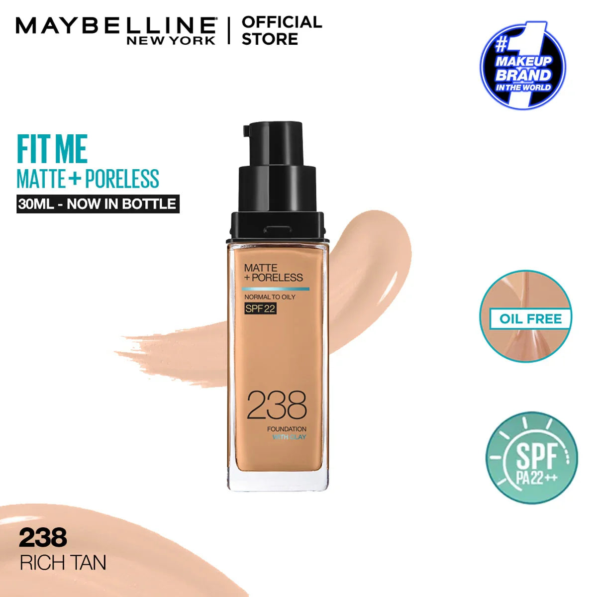 Original Maybelline New Fit Me Matte + Poreless Liquid Foundation Spf 22 30ml