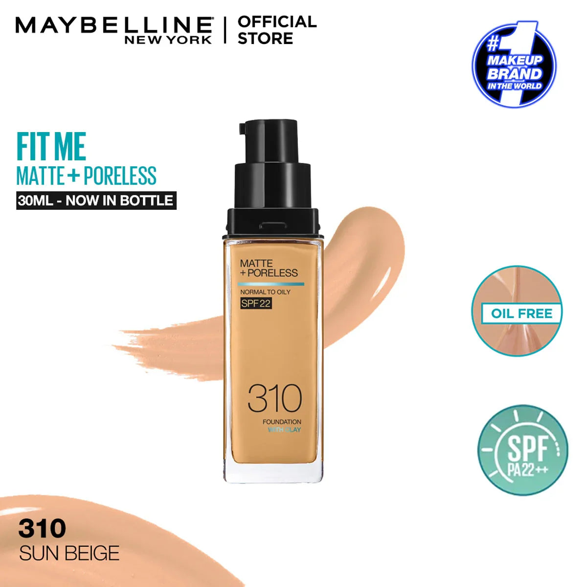 Original Maybelline New Fit Me Matte + Poreless Liquid Foundation Spf 22 30ml