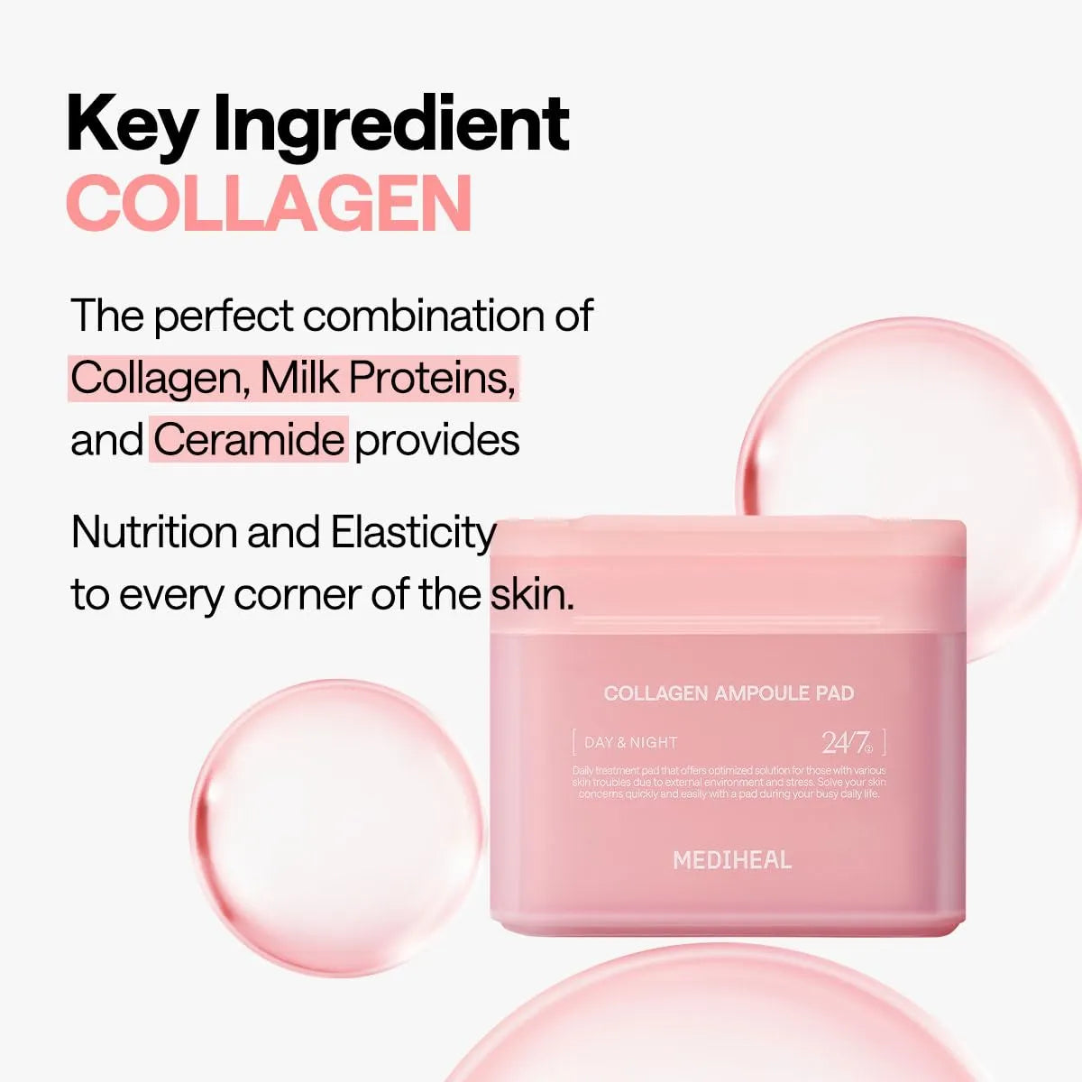 MEDIHEAL Collagen Ampoule Facial Toner Pads - 100 Pads