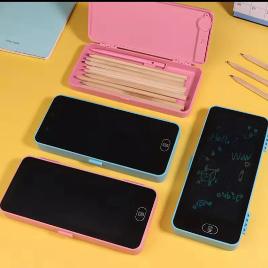 2 in 1 Writing Tablet With Mobile Shaped Pencil Box - Random Colors