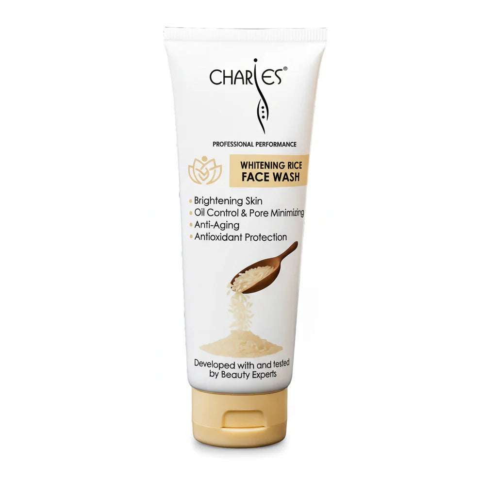 CHARIES Whitening Rice Face Wash Brightening, Oil Control & Anti-Aging Formula - 100ml