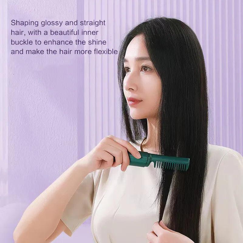 Mini 2 in 1 Professional Wireless Rechargeable Hair Straightener Curler Comb