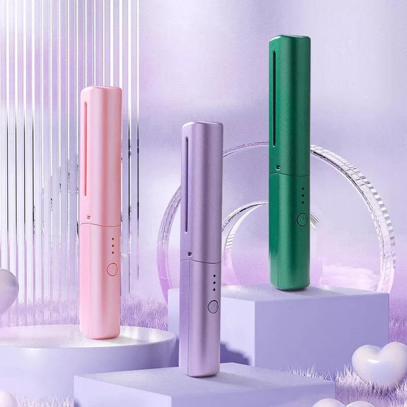 Mini 2 in 1 Professional Wireless Rechargeable Hair Straightener Curler Comb