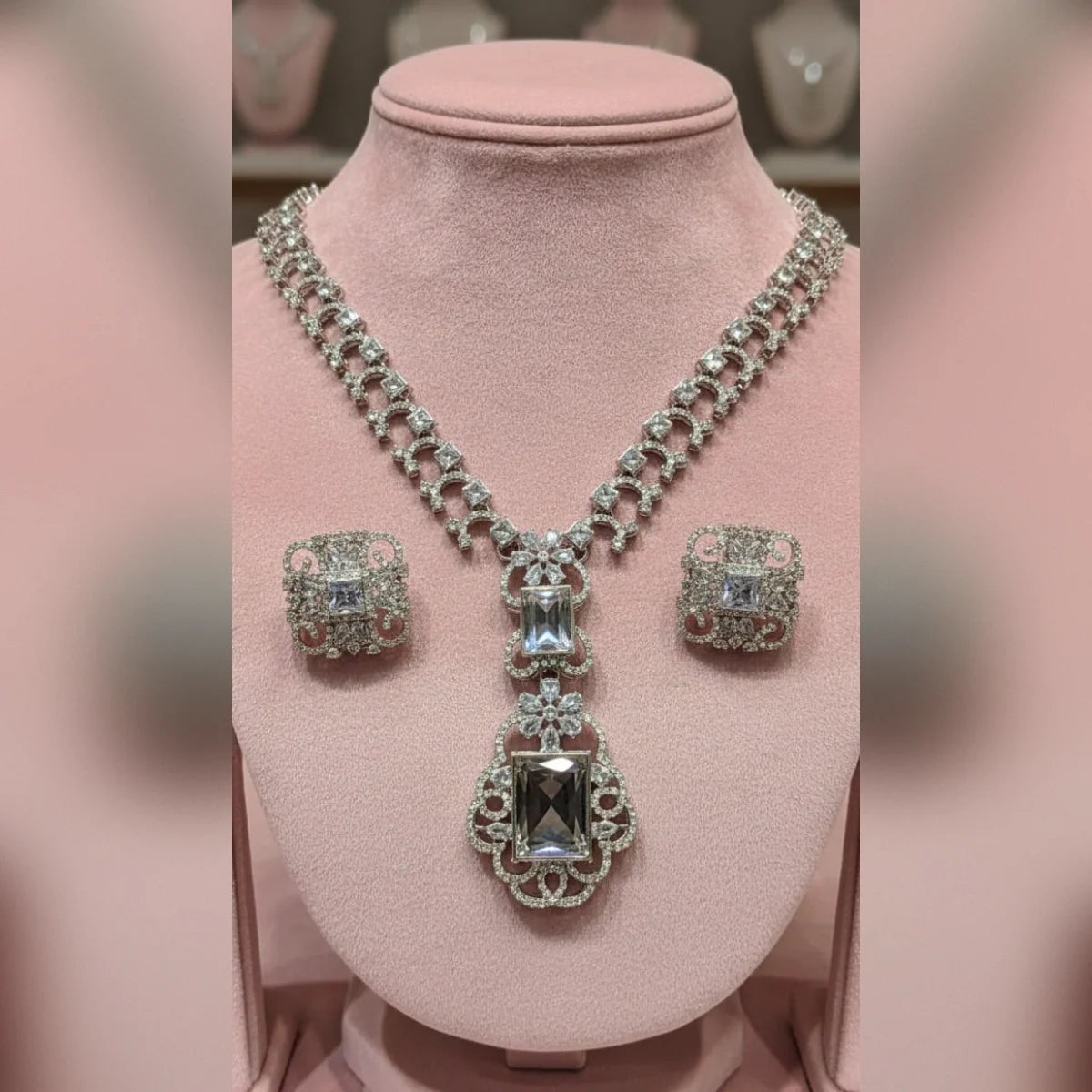 Zircon Necklace and Earrings set