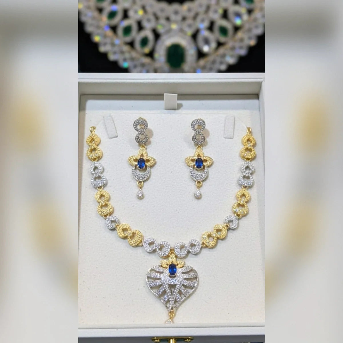 Premium Zircon Necklace Set – 2 Tone Color