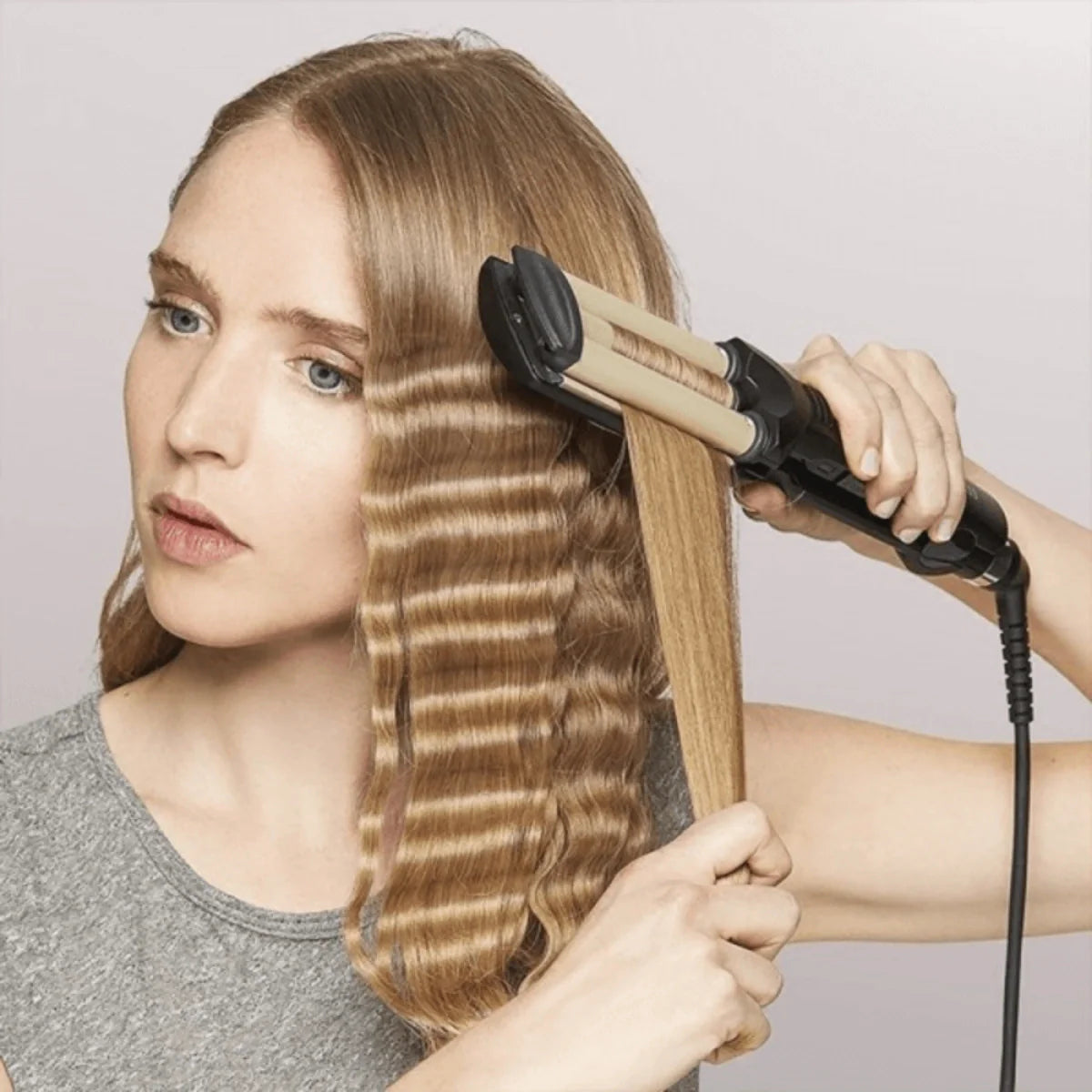 Kemei KM-2022 Hair Curling Ceramic 3 Barrel Clamp Curler