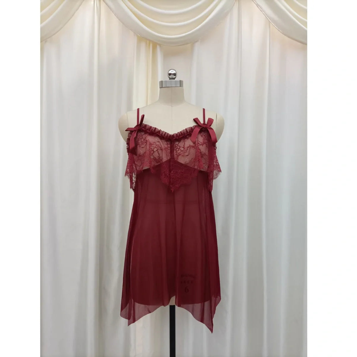 Sheer Mesh Underwear Sexy Lace See-through Nightdress - 8185