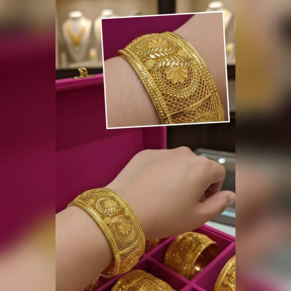 Gold cuff bangles