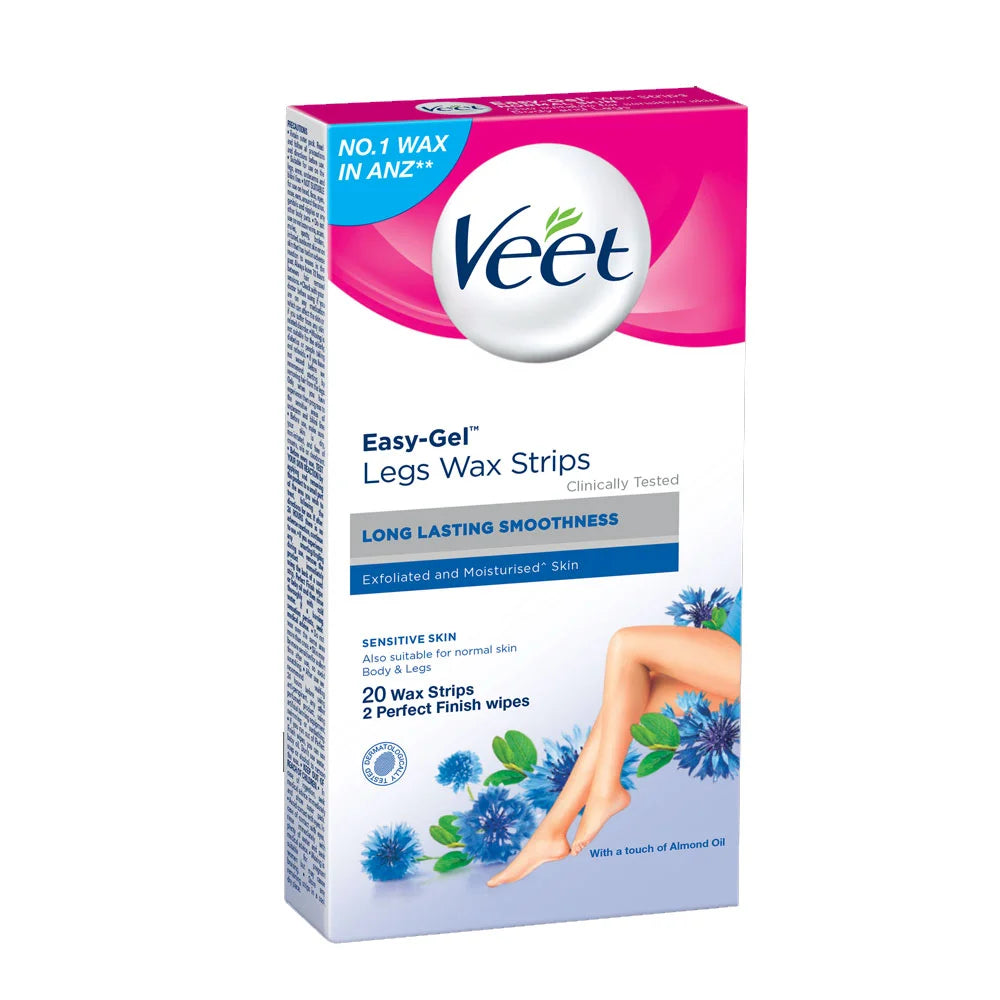 Veet Easy Gel Body & Legs Wax Strips Sensitive Skin - 20 strips